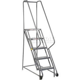 5 Step Steel 16"W Step Tilt And Roll Ladder - Perforated Tread