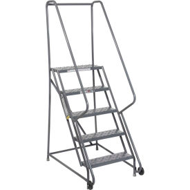5 Step Steel 24"W Step Tilt And Roll Ladder - Perforated Tread