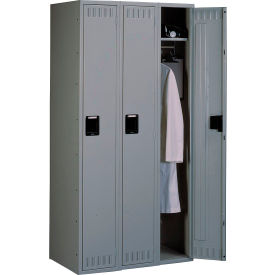 1-Tier 3 Door Locker, Recessed Handle, 36"W x 12"D x 72"H, Gray, Assembled
