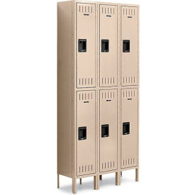 2-Tier 6 Door Locker w/ Legs & Recessed Handle, 36"W x 12"D x 78"H, Sand, Assembled
