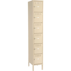 6-Tier 6 Door Box Locker w/Legs & Recessed Handle, 12"W x 12"D x 78"H, Sand, Assembled
