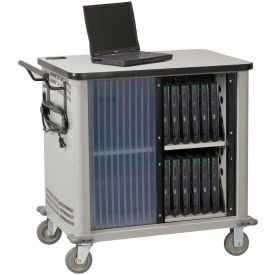 LapTop Storage and Charging Cart, 32-Device Capacity, Light Gray