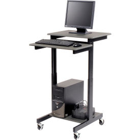 3-Shelf Adjustable Height Presentation Workstation, 24"W x 31"D x 39"- 45"H, Gray