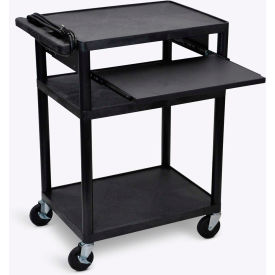 Luxor Plastic Audio Visual Cart with Pull-Out Laptop Shelf 34"H