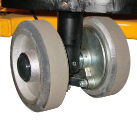 Two 7" Polyurethane Steer Wheels & Brakes for Pallet Truck