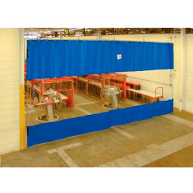 Blue Curtain Wall Partition with Clear Vision Strip 24 x 12