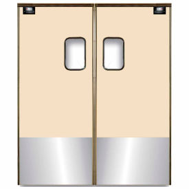 Medium Duty Service Door Double Panel Beige 4' x 7' with Kickplate