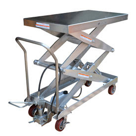 Stainless Steel Pneumatic Mobile Scissor Lift 1500 Lb.
