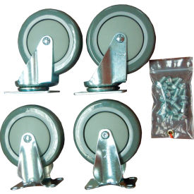 5" x 1-1/4" Polyurethane Caster Kit - 2 Rigid, 2 Swivel