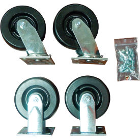 6" x 2" Phenolic Caster Kit, 2 Rigid, 2 Swivel