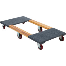 Six-Wheel Carpeted End Wood Deck Movers Dolly 48x24