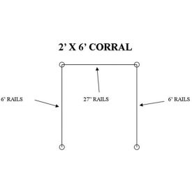 2'x6' Indoor Corral, 2-End & 2-Corner Posts, 2-27" & 4-6' Rails, 16 Anchors
