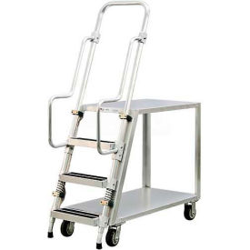 Stock Picker Cart with 2 Shelves and Step Ladder, 800 lb. Capacity, 51-1/2"L x 22"W x 69-1/2"H
