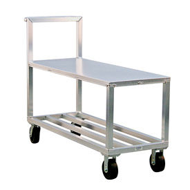 Aluminum Stock Cart with Solid Top Shelf, 3000 lb. Capacity, 59-1/2"L x 21"W x 44"H