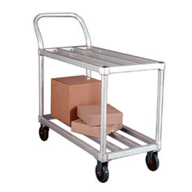 Tubular Deck Aluminum Stock Cart, 700 lb. Capacity, 46"L x 19"W x 42"H, Silver