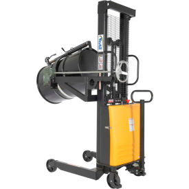 Portable Drum Lifter-Positioner 63" 12V DC Lift Manual Rotate Clamp Cradle