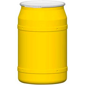 55 Gal. Yellow Plastic Open-Head Straight Lab Pack Drum - Metal Lever Lock