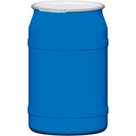 55 Gal. Blue Plastic Open-Head Straight Lab Pack Drum - Metal Lever Lock