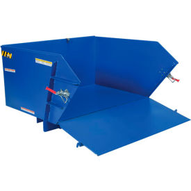Steel Self-Dumping Forklift Hopper with Drop-Down Front Ramp, 1 Cu. Yd., 2000 Lbs. Capacity, Blue