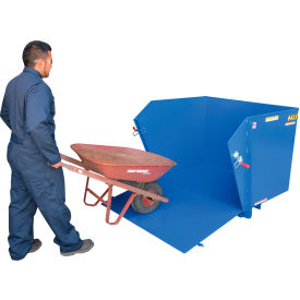 Steel Self-Dumping Forklift Hopper with Drop-Down Front Ramp, 1/2 Cu. Yd., 4000 Lbs. Capacity, Blue