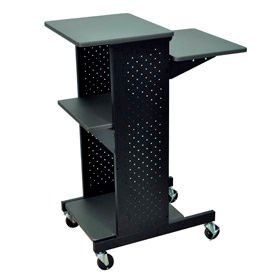 4-Shelf Mobile Presentation Workstation, 18"W x 30"D x 40-1/4"H, Dark Gray