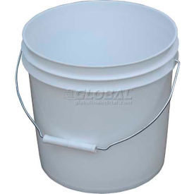 2 Gallon Open Head Plastic Pail with Steel Handle - White