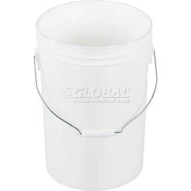 6 Gallon Open Head Plastic Pail with Steel Handle - White