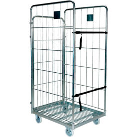 Galvanized Steel Folding Roller Container Shelf Truck 1 Shelf