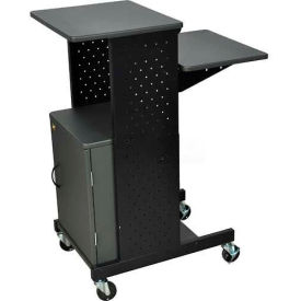 4-Shelf Mobile Presentation Workstation with Cabinet, 18"W x 30"D x 40-1/4"H, Dark Gray