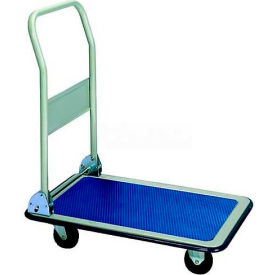 Folding Handle Steel Platform Truck 29x19 4" Rubber Casters