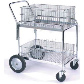 Office & Mail Cart 33.5 x 23.75 5" Rubber Casters, 10" Wheels