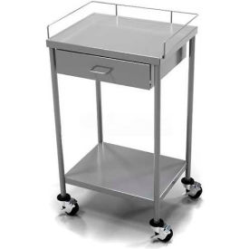 Stainless Steel Anesthesia Utility Table with 1 Drawer & Flat Top Shelf