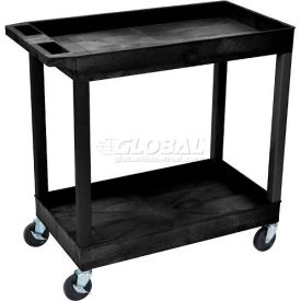 Plastic Utility Cart w/2 Shelves, 400 lb. Capacity, 35-1/4"L x 18"W x 36-1/4"H, Black