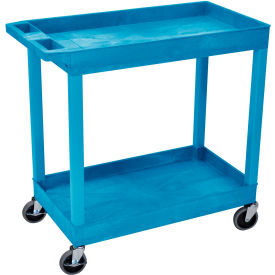 Plastic Utility Cart with 2 Shelves, 400 lb. Capacity, 35-1/4"L x 18"W x 34-1/4"H, Blue
