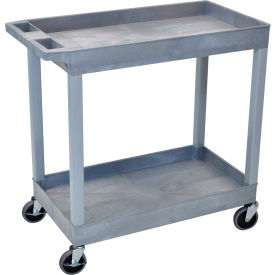 Plastic Utility Cart with 2 Shelves, 400 lb. Capacity, 35-1/4"L x 18"W x 34-1/4"H, Gray