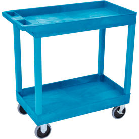 Plastic Utility Cart w/2 Shelves, 500 lb. Capacity, 35-1/4"L x 18"W x 35-1/4"H, Blue