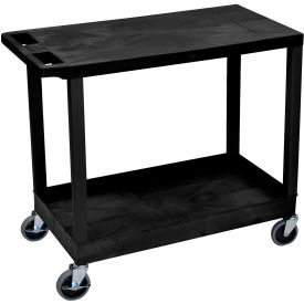 Plastic Utility Cart w/3 Shelves, 400 lb. Capacity, 35-1/4"L x 18"W x 35-1/4"H, Black