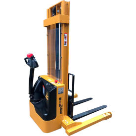 Fully Powered Straddle Stacker 3000 Lb. Capacity 128" Lift Forks Inside Legs