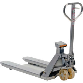 Manual Pallet Jack Scale Truck, Stainless, 5000 lb Cap, 27-1/2"W x 45-11/16"L Forks