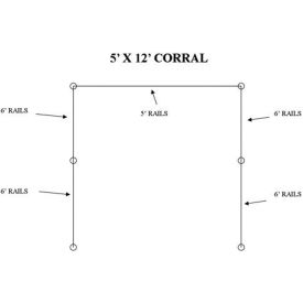 5'x12' Indoor Corral 2-End, Center & Corner Posts, 2-5' & 8-6' Rails, 24-Anchors