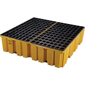 1640 4 Drum Spill Containment Pallet - Yellow with Drain