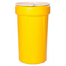 55 Gal. Yellow Plastic Open-Head Tapered Lab Pack Drum, Plastic Lever Lock