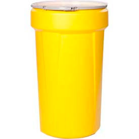 55 Gal. Yellow Plastic Open-Head Tapered Lab Pack Drum, Metal Lever-Lock Ring