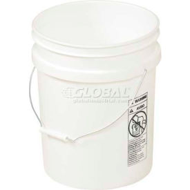 5 Gallon Open Head Plastic Pail with Steel Handle - White