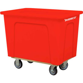 Plastic Box Truck 8 Bushel Red 5" Casters