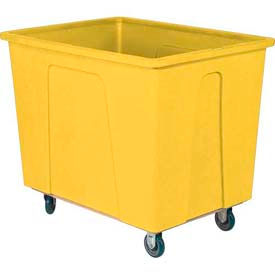 Plastic Box Truck 20 Bushel Yellow 5" Casters