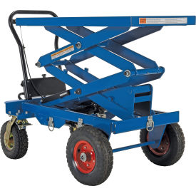 Pneumatic Tire Double-Scissor Elevating Cart 600 Lb.