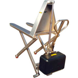 Battery Power High-Lift Skid Truck, Stainless, 2200 lb. Capacity, 27"W x 46"L Forks