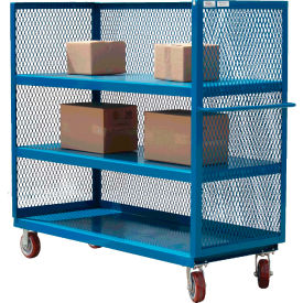 3 Sided Steel Mesh Service Truck w/ 1 Shelf, 2400 lb Capacity, 48"L x 24"W x 57"H