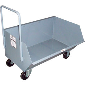 Low-Profile Steel Hopper Truck With Side Scoop, 1/3 Cu. Yd. Cap, 1000 Lbs. Cap, Gray